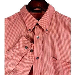 Carven Monsieur Red Gingham Button‎ Down Italian Fabric Shirt L/G STAINED